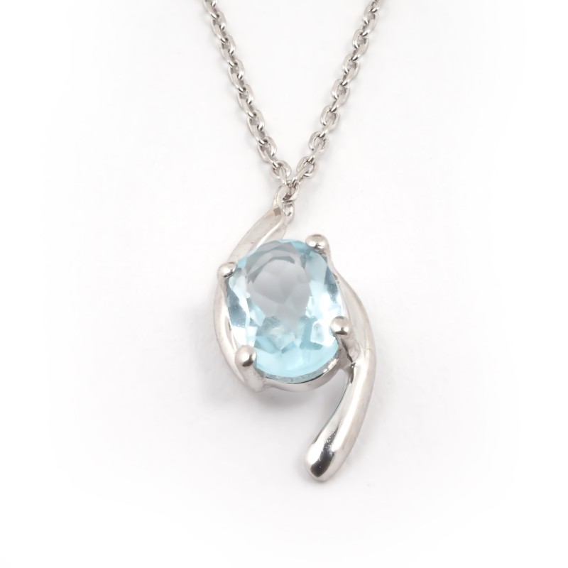 Collier Carador en or blanc 375/000 et topaze