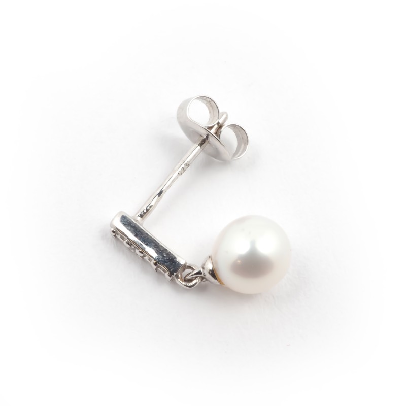 Carador - Boucles d'oreilles pendantes Perle et Or blanc 375/000