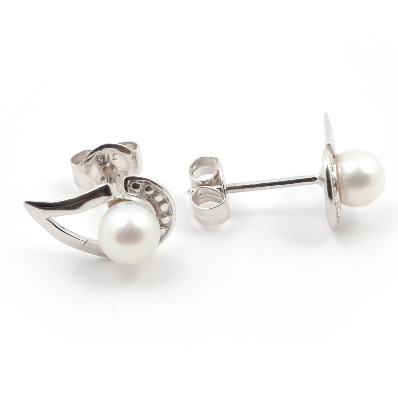 Carador - Boucles d'oreilles Perle et Or blanc 375/000 forme larme