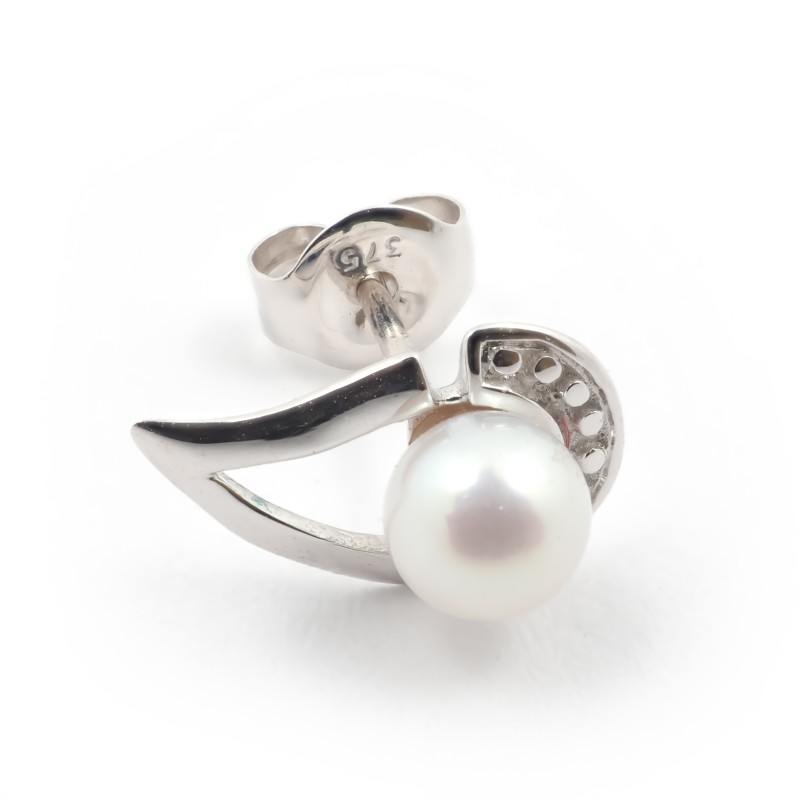 Carador - Boucles d'oreilles Perle et Or blanc 375/000 forme larme