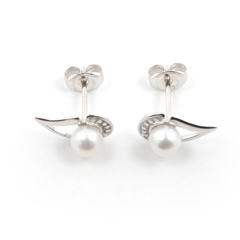 Carador - Boucles d'oreilles Perle et Or blanc 375/000 forme larme