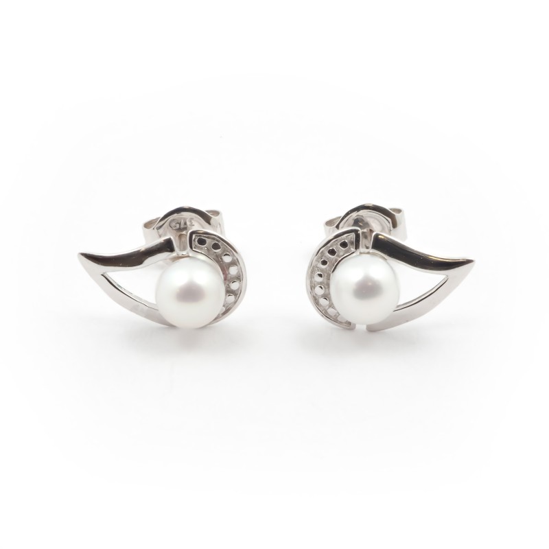 Carador - Boucles d'oreilles Perle et Or blanc 375/000 forme larme