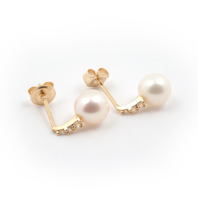 Boucles d'oreilles Carador or 375/000 perle et oxyde de zirconium