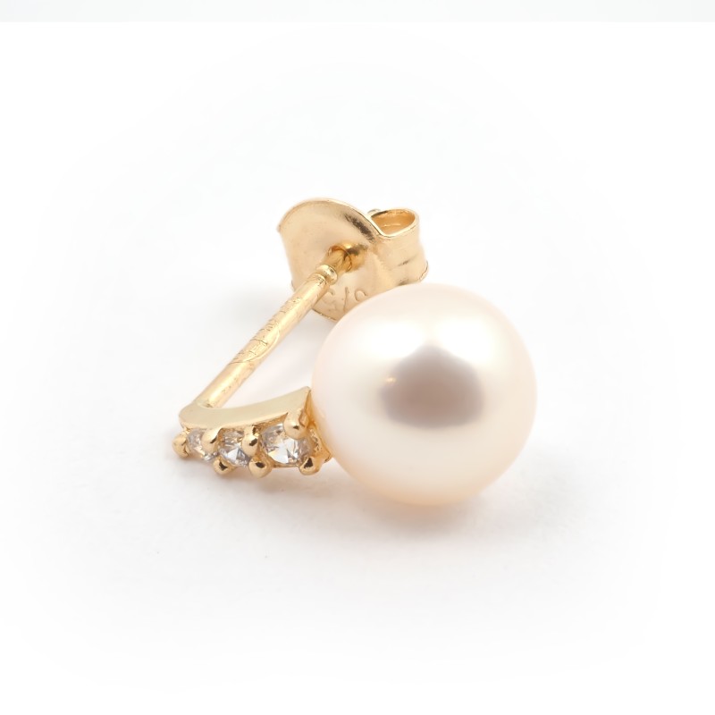 Boucles d'oreilles Carador or 375/000 perle et oxyde de zirconium