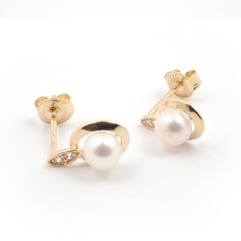 Boucles d'oreilles Carador or jaune 375/000, perle et oxydes de zirconium