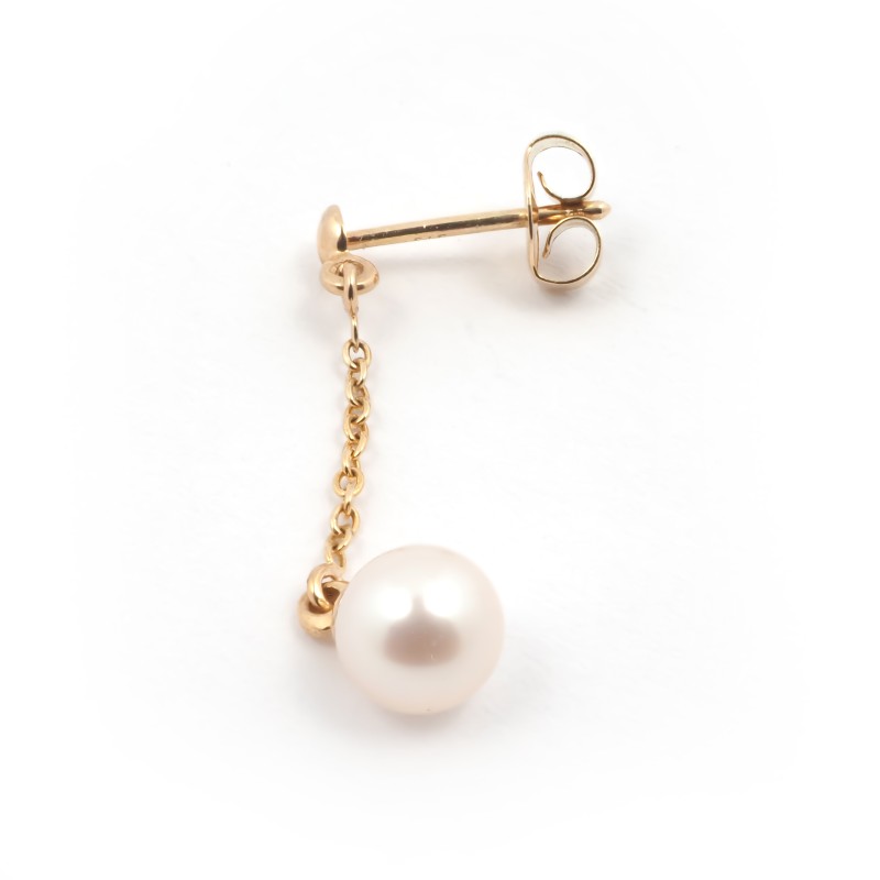 Carador - Boucles d'oreilles pendantes Perle et Or jaune 375/000