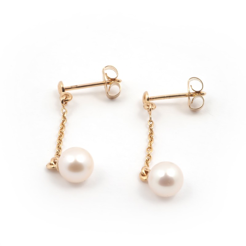 Carador - Boucles d'oreilles pendantes Perle et Or jaune 375/000