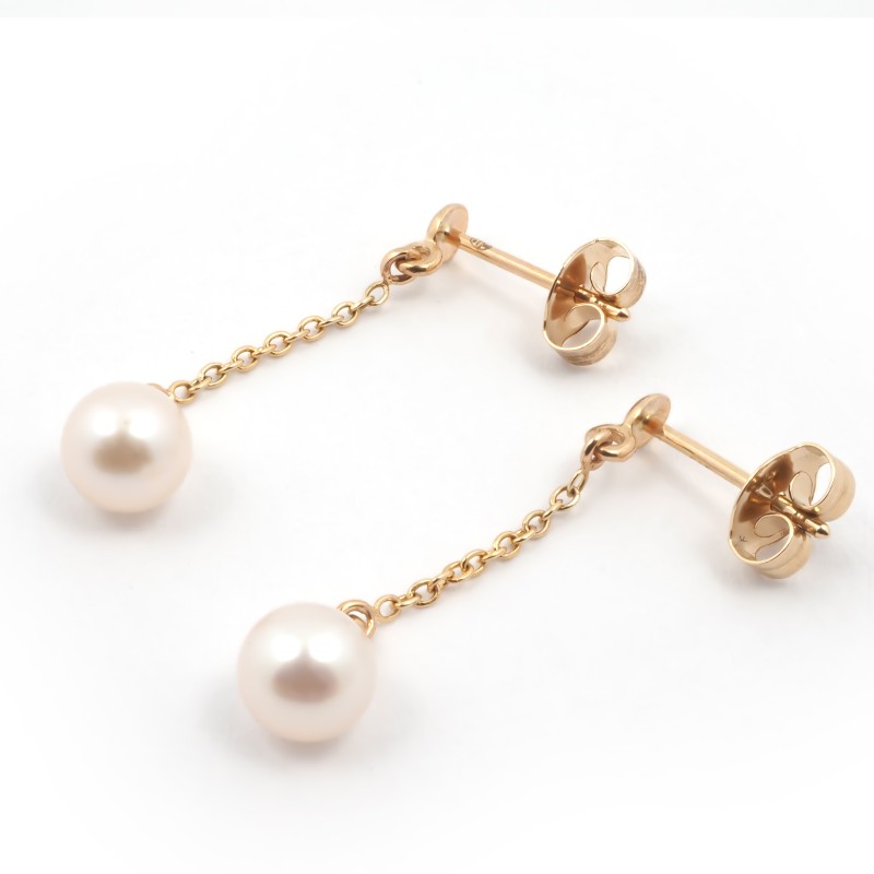 Carador - Boucles d'oreilles pendantes Perle et Or jaune 375/000