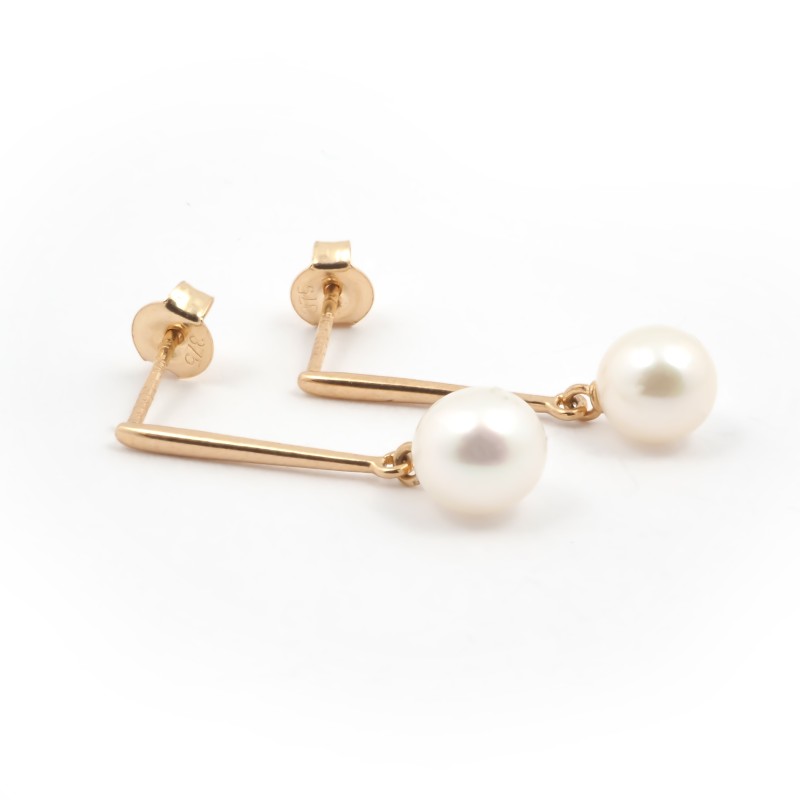 Boucles d'oreilles Carador pendantes perle et or jaune 375/000