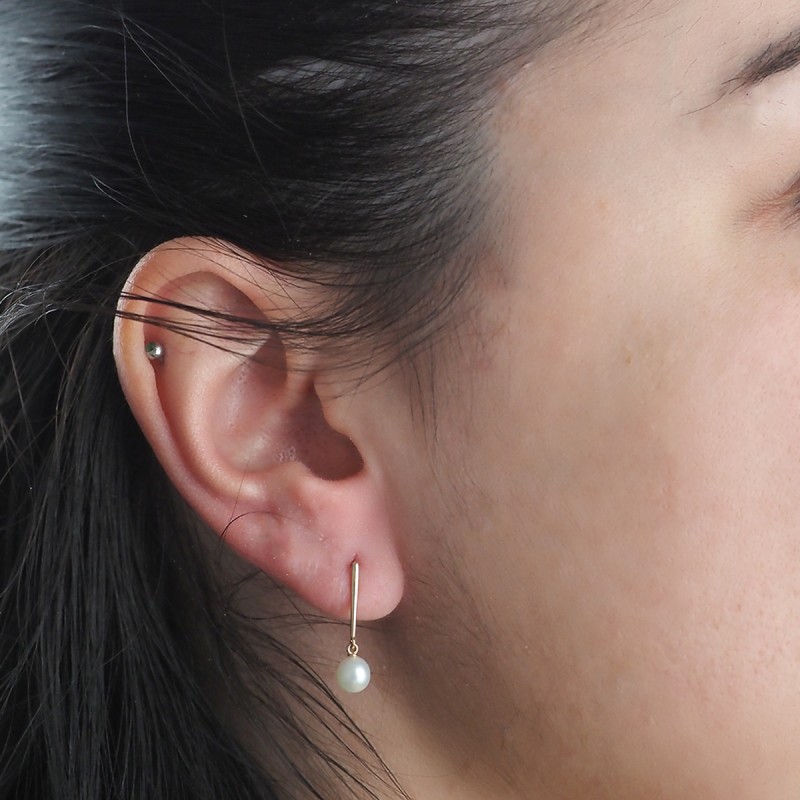 Boucles d'oreilles Carador pendantes perle et or jaune 375/000