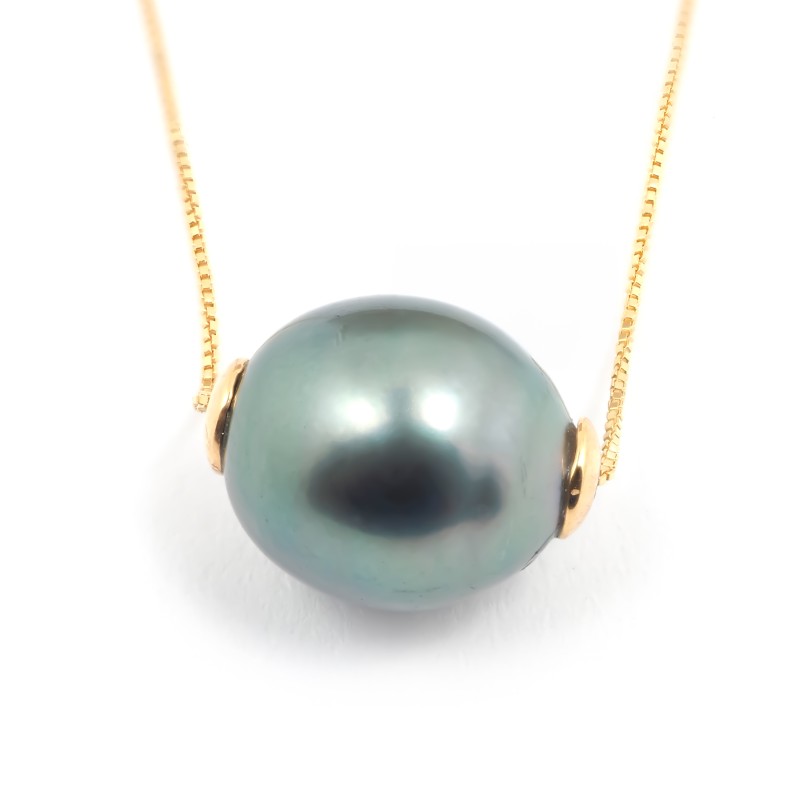 Collier Carador maille vénitienne perle de tahiti 8/9 mm, or jaune 375/000