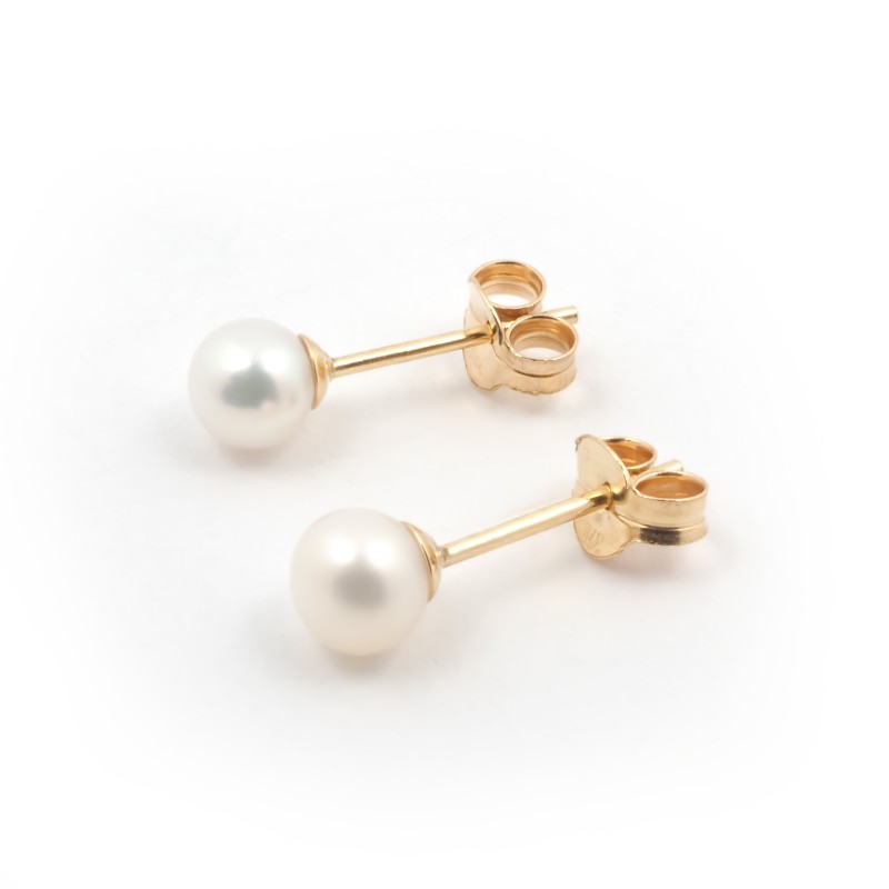 Carador - Boucles d'oreilles Clous perle Or jaune 375/000