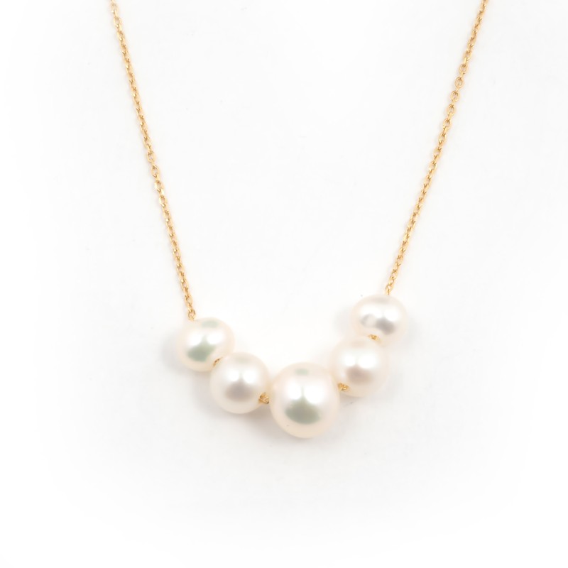 Collier Carador chute de perles en or jaune 375/000