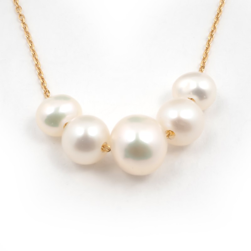 Collier Carador chute de perles en or jaune 375/000