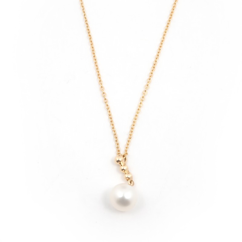 Collier Carador or jaune 375/000 et perle blanche 6 mm