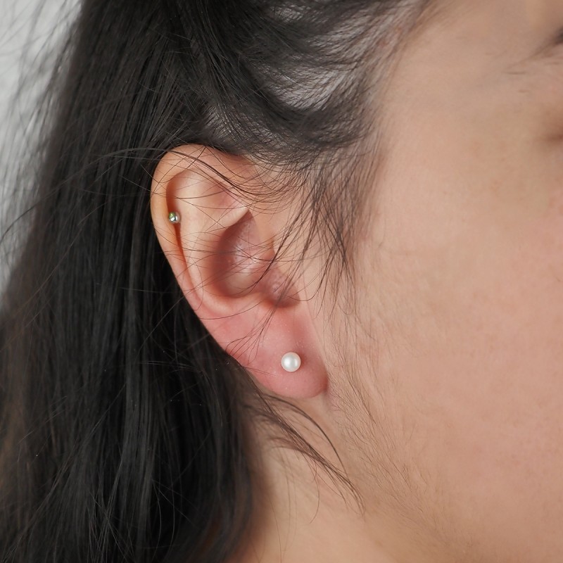 Carador - Boucles d'oreilles Clous perle Or jaune 375/000