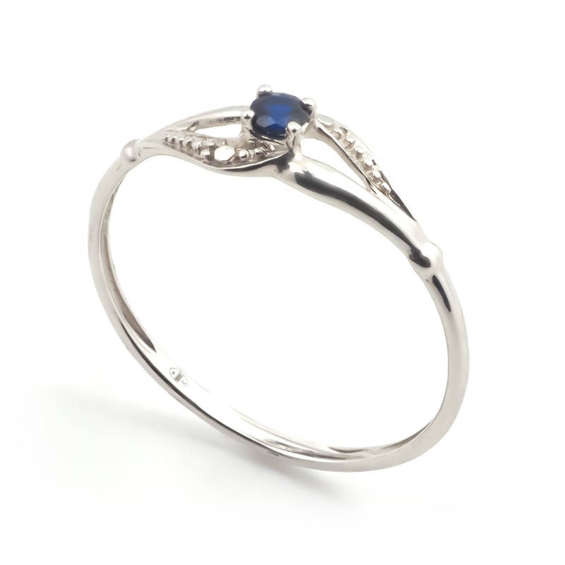 Bague Carador classique Or Blanc 375/000 et Saphir 0.09cts