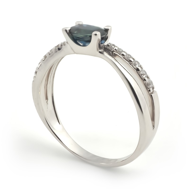 Bague Carador Saphir, Oxydes de zirconium et Or blanc 375/000