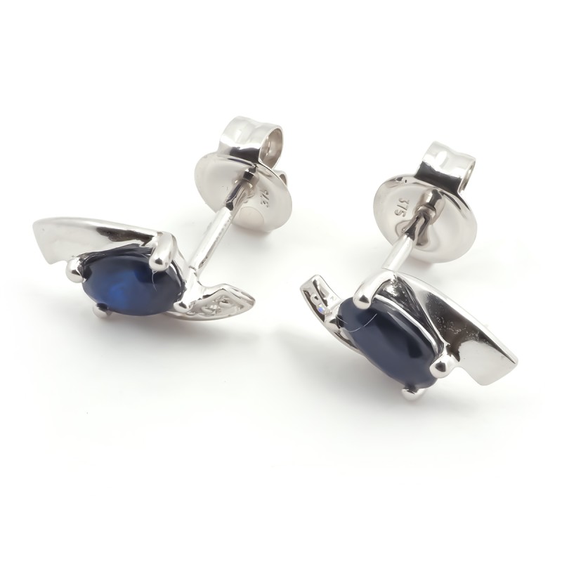 Boucles d'oreilles Carador or blanc 375/000 Diamant et Saphir