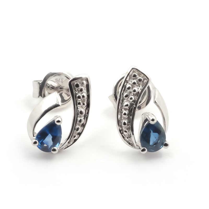 Boucles d'oreilles Carador Or blanc 375/000 et Saphir 0.40 cts