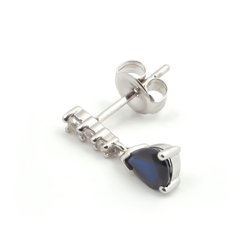 Boucles d'oreilles Carador or blanc 375/000 et saphir 0,50 cts