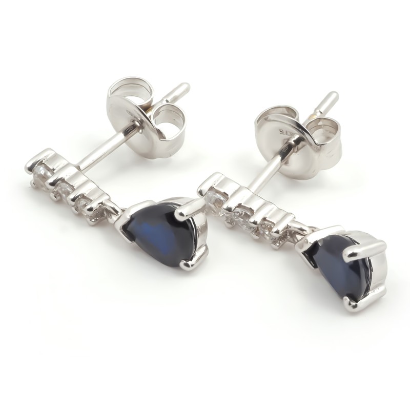 Boucles d'oreilles Carador or blanc 375/000 et saphir 0,50 cts