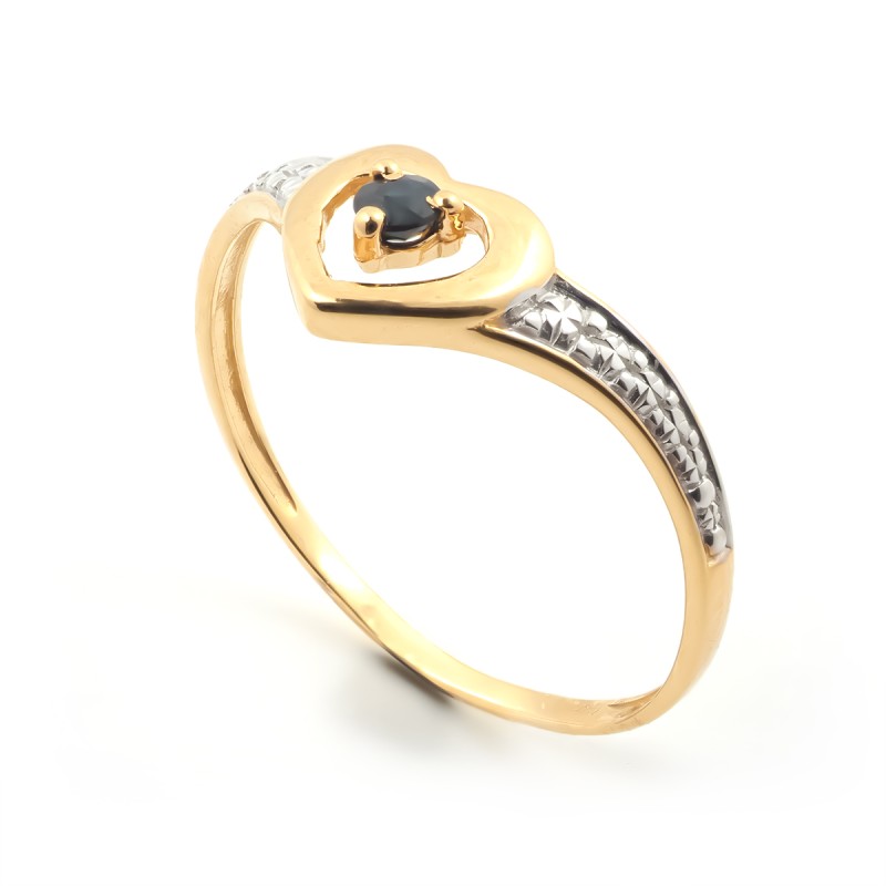 Bague Carador Femme Or Jaune 375/000 Coeur et saphir