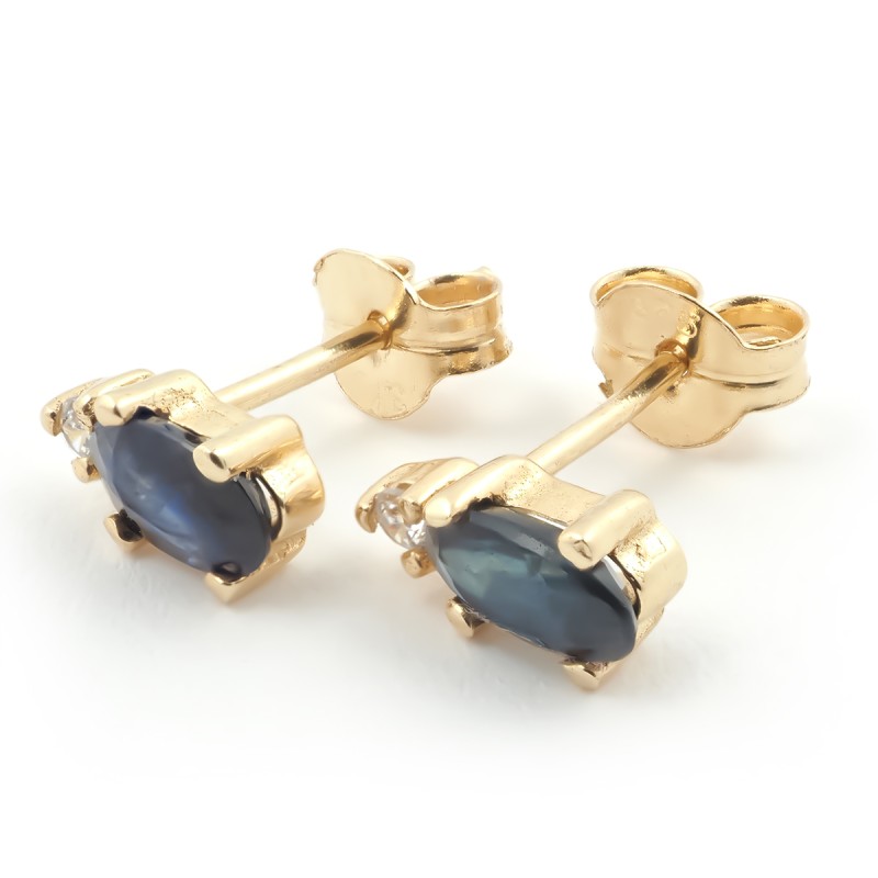 Boucles d'oreilles  Carador or jaune 375/000, spahir 5x3 mm