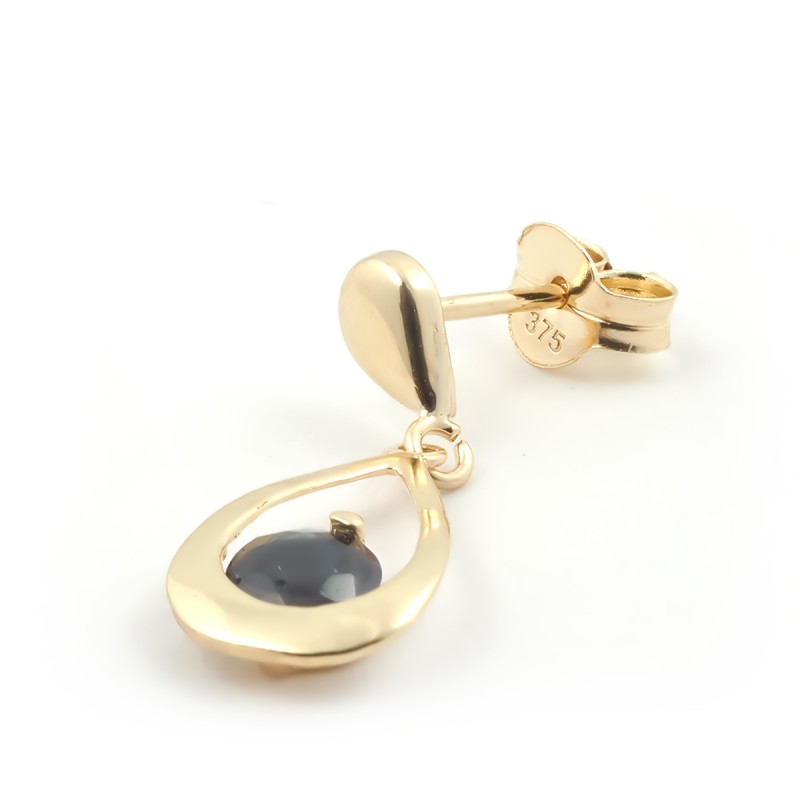 Boucles d'oreilles Carador pendantes goutte or jaune 375/000 et saphir