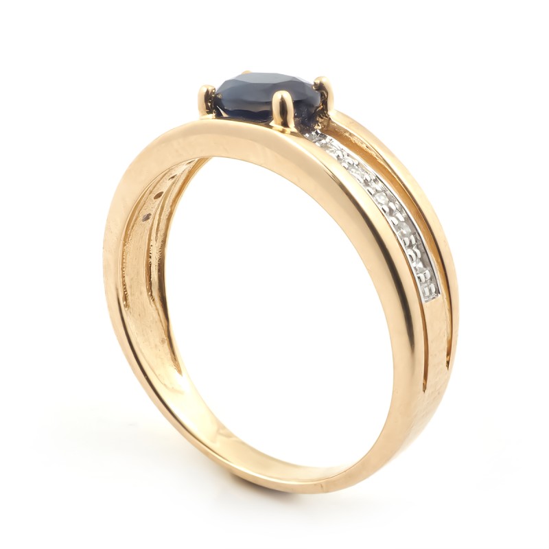 Bague anneau large Carador en or jaune 375/000 et saphir