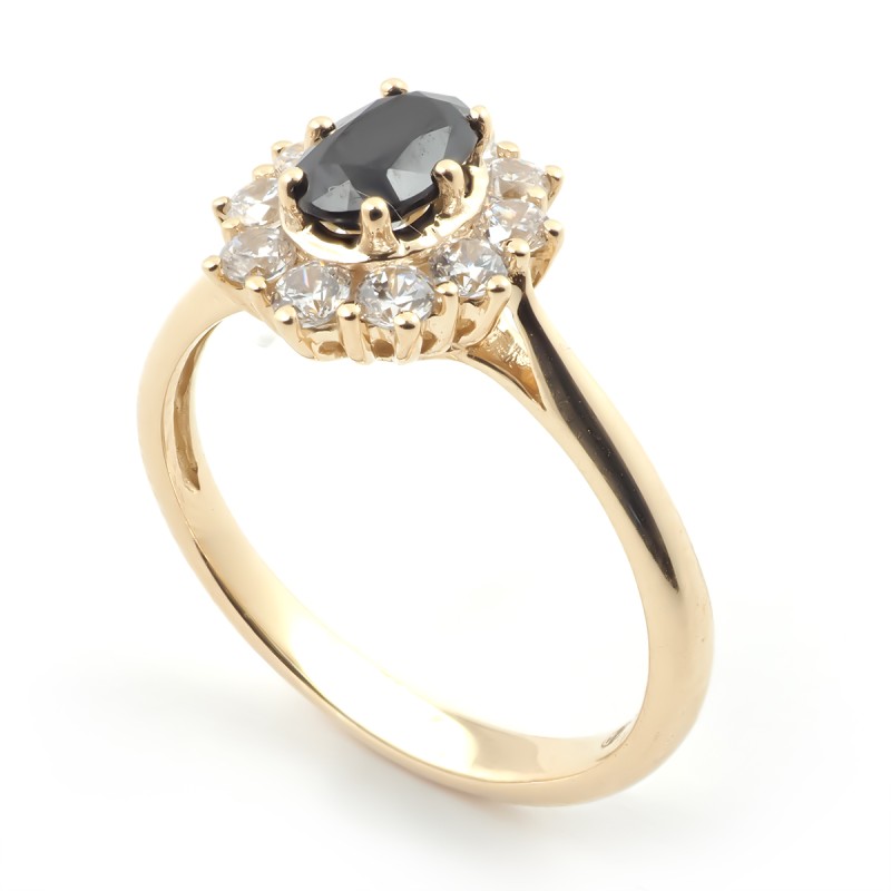 Bague solitaire accompagné Saphir et or jaune 375/000