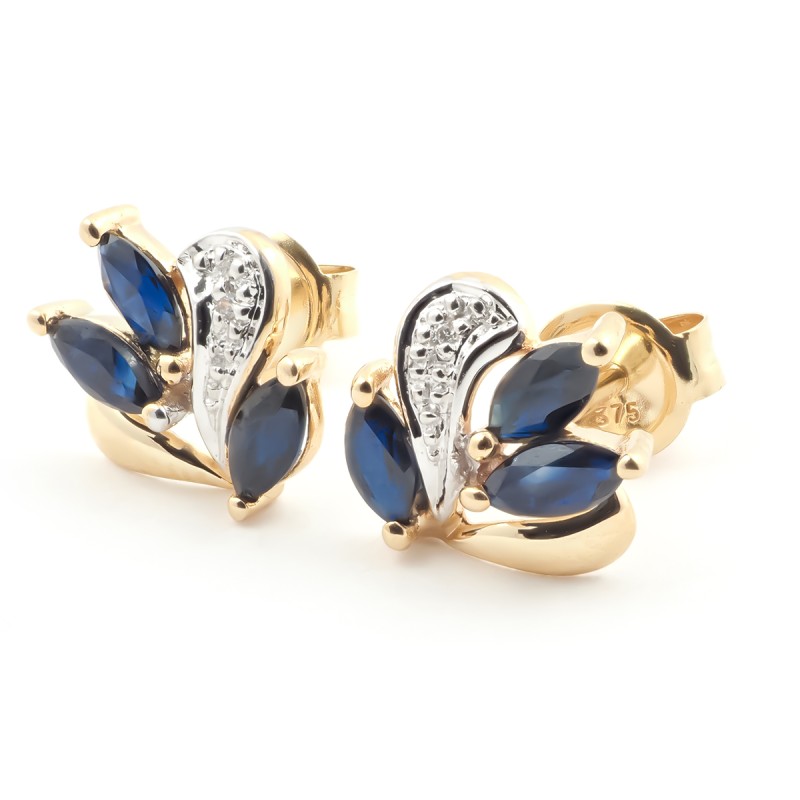 Boucles d'oreilles Carador Boutons Or jaune 375/000 et Saphir