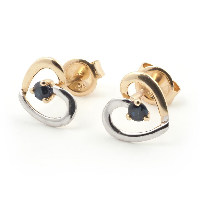 Boucles d'oreilles Carador Cœur deux ors et Saphir