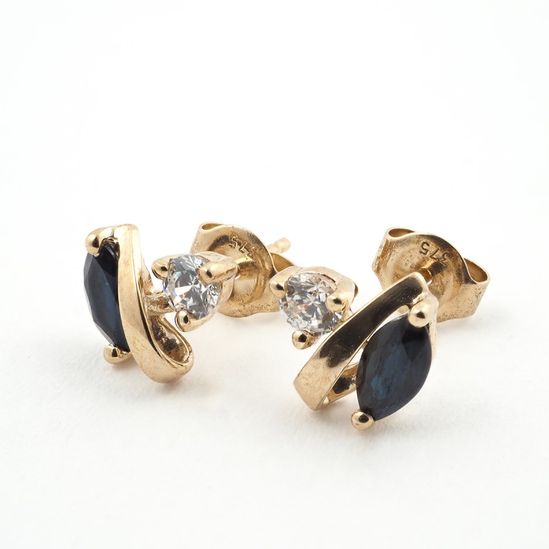 Boucles d'oreilles Carador Oxydes et Saphir en Or jaune 375/000