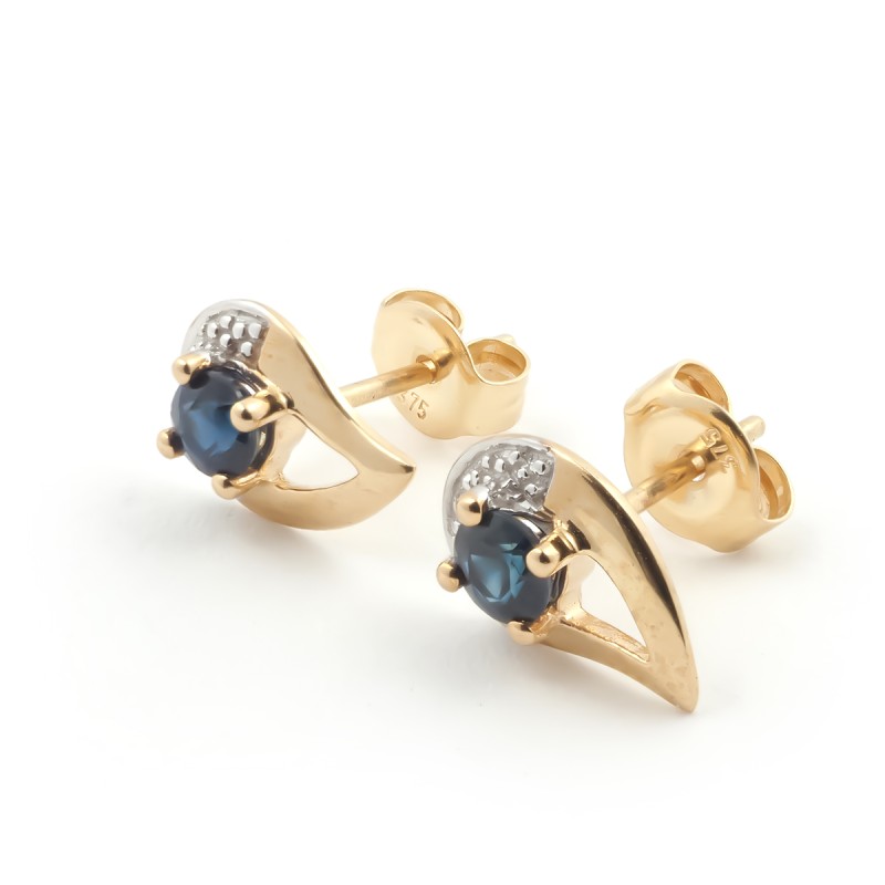 Boucles d'oreilles Carador Larme Deux ors 375/000 Saphir