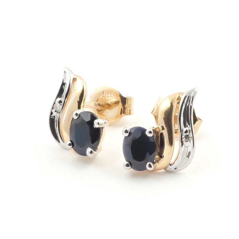 Boucles d'oreilles Carador Deux ors 375/000 et Saphir