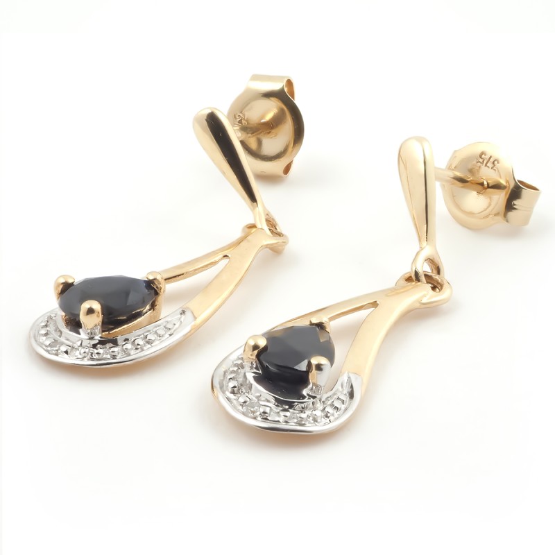 Boucles d'oreilles Carador pendantes or jaune 375/000 et saphir