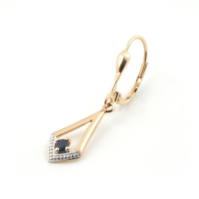 Boucles d'oreilles dormeuses femme carador en or jaune 375/000 et saphir