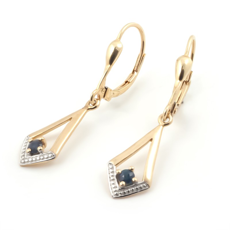 Boucles d'oreilles dormeuses femme carador en or jaune 375/000 et saphir