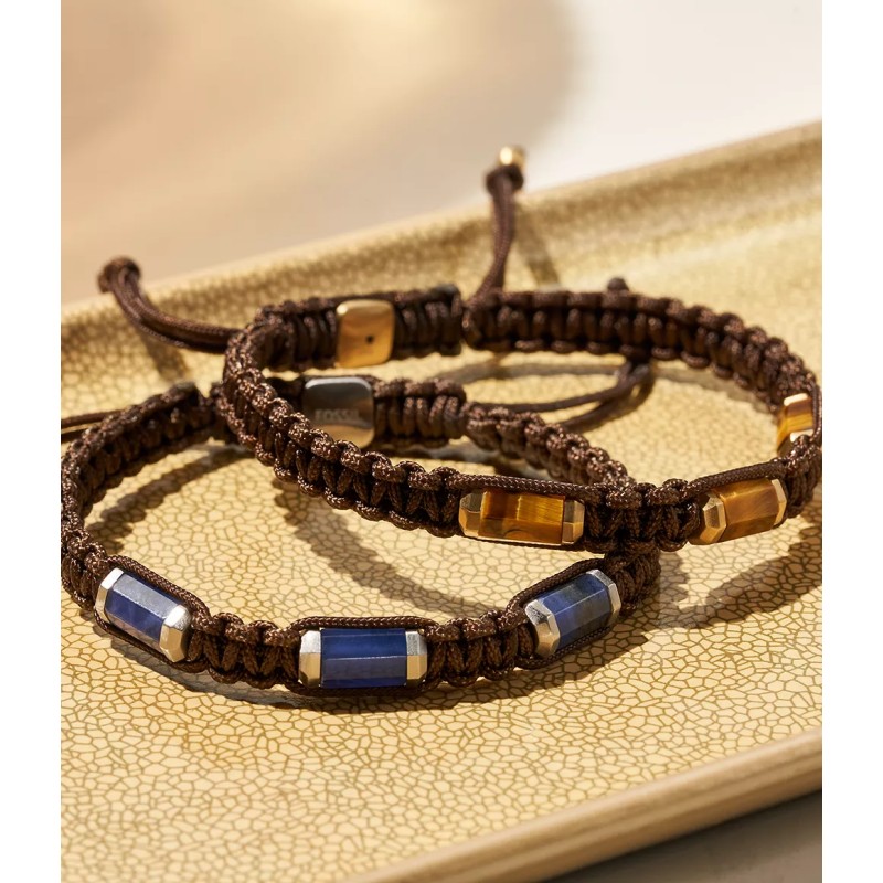 Bracelet Homme Fossil cordon noir