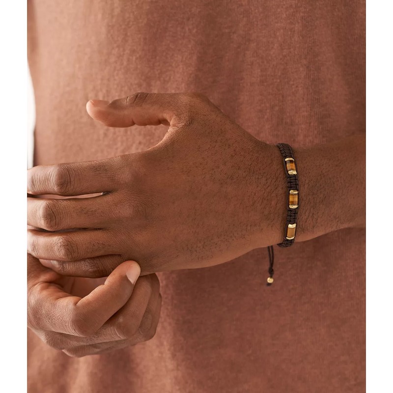 Bracelet Homme Fossil cordon noir