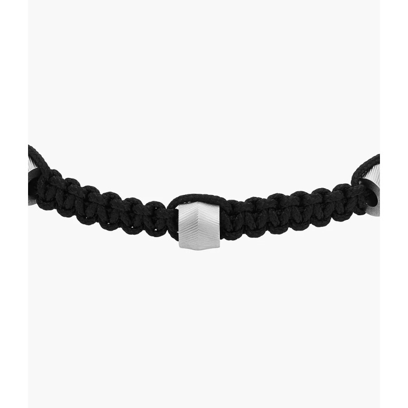 Bracelet Homme Fossil perles onyx et cordon noir