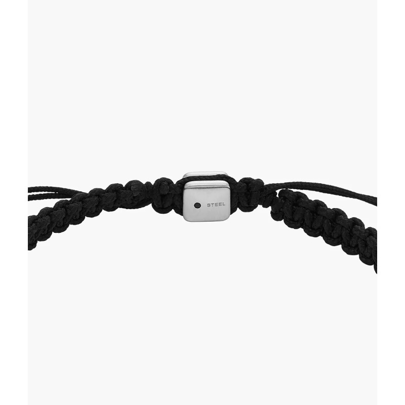 Bracelet Homme Fossil perles onyx et cordon noir