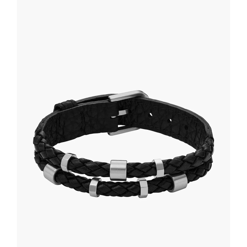 Bracelet Homme Fossil cuir noir