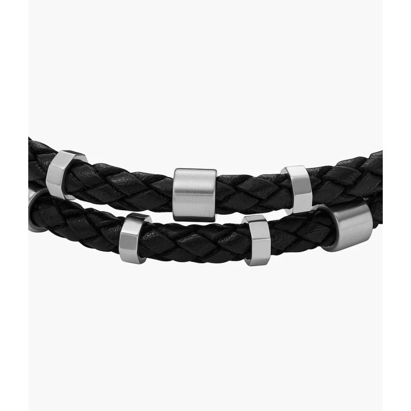 Bracelet Homme Fossil cuir noir