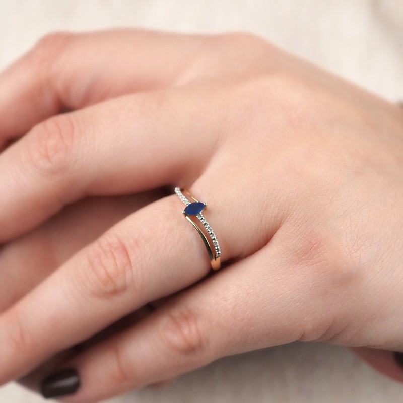 Bague Carador Femme Or Jaune 375/000 et saphir