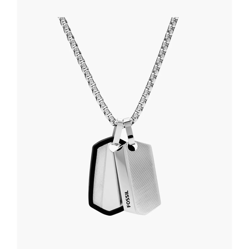 Collier Homme Fossil en acier argenté