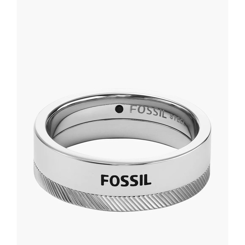 Bague Fossil homme en acier