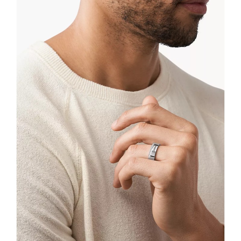Bague Fossil homme en acier