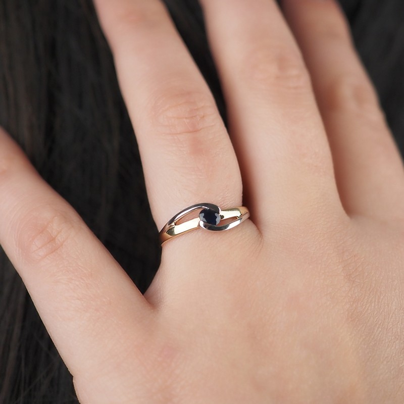 Bague Carador Or 375/000 Bicolore et Saphir 0,25 cts